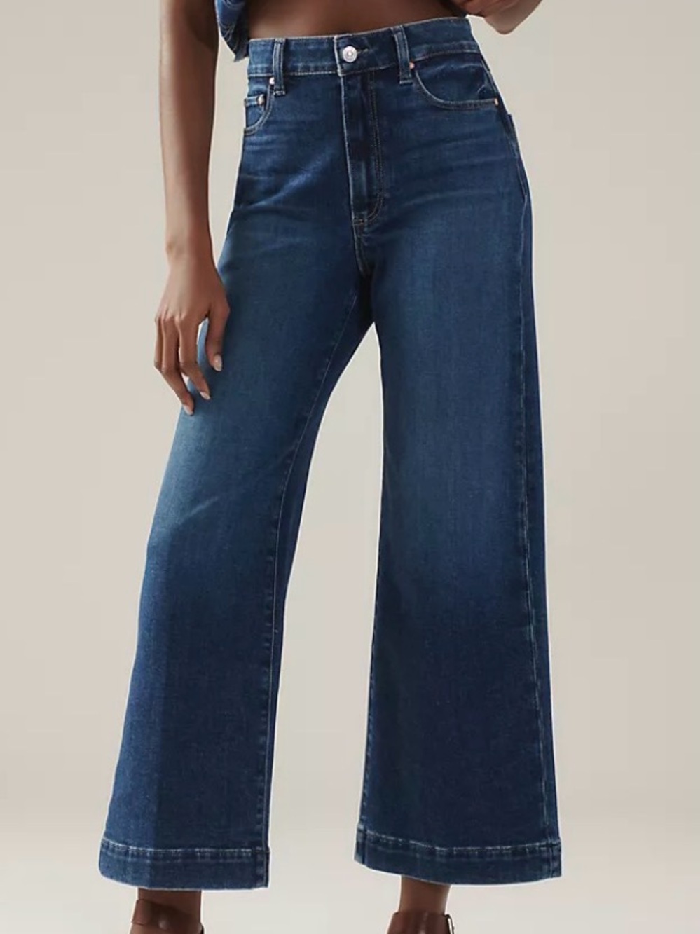 Paige Anessa High Rise Wide Leg Cropped Jeans Size 30